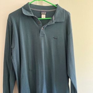 Patagonia Organic Cotton - long sleeve blue polo